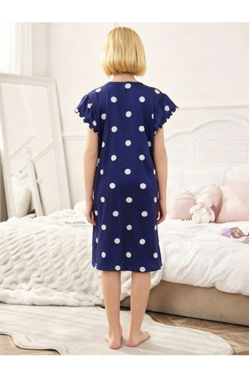 Girls Polka Dot Cloud Print Sleep Dress product thumbnail 3