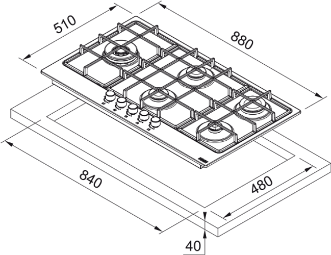 Franke Built in Gas Hob, 90*90Cm, 5Burners, 1000Watts, Stainless Steel product thumbnail 3