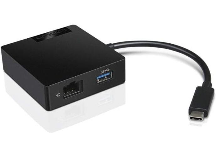 Lenovo USB-C 4-in-1 Travel Hub HDMI Full HD VGA USB 3.0 RJ45 Gigabit Ethernet Compatible with ThinkPad, Yoga & More - Black product thumbnail 2