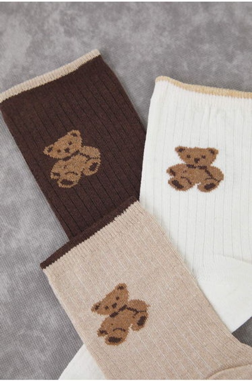 Brown-Beige 3-Pack Animal Jacquard Knit Socks product thumbnail 3