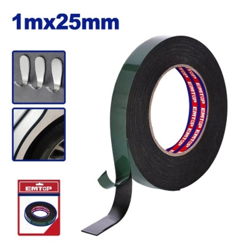 EMTOP EMPN8K25 Black Double-Sided Tape – 1M
