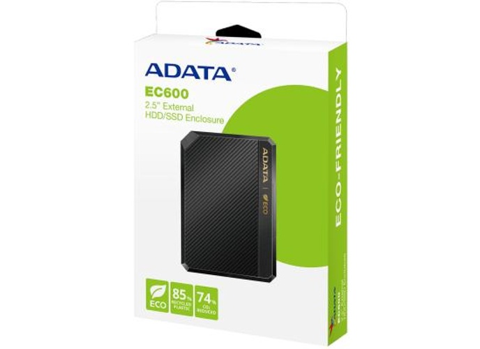 ADATA EC600 2.5” External HDD/SSD Enclosure USB 3.2 Gen2 (10Gbps) interface Tool-Free Convenient Safety Lock , Black product thumbnail 2