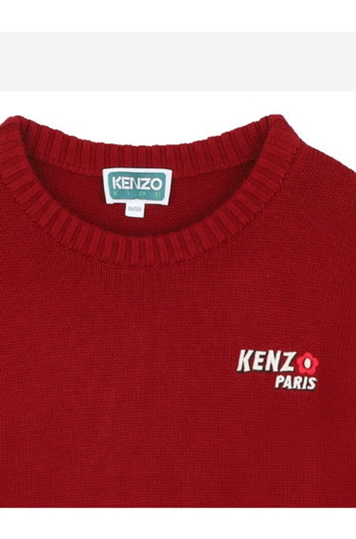 KENZO Girls Paris Flower Logo Knitted Dress in Red product thumbnail 3