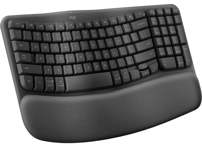 Logitech Wave Keys Keyboard, Bluetooth / Logi Bolt Receiver Connectivity, Ergo-Certified, More Palm-Support, 3-Layers Memory Foam, 2x AAA Battery, English-Arabic Layout, Graphite product thumbnail 2
