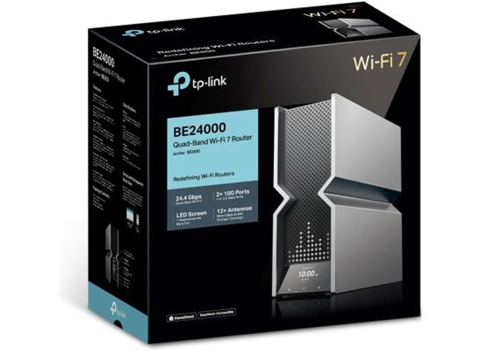 TP-Link Archer BE900 BE24000 Quad-Band Wi-Fi 7 Router, Dual 10Gbps, x5 Ethernet Ports, LED Touchscreen, 12x Optimally Positioned Antennas, EasyMesh-Compatible, Silver product thumbnail 2