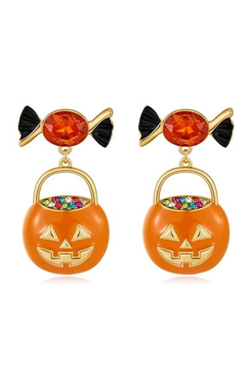 Rhinestone Candy and Pumpkin Earrings