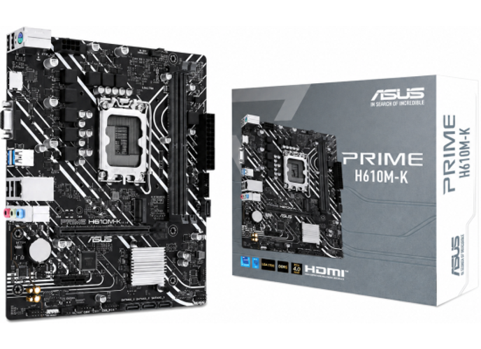ASUS Prime H610M-K DDR5 Micro-ATX LGA 1700 Motherboard, Intel H610 Chipset, 2x DIMM DDR5 Slots, 96GB Max Memory, 1x M.2 Slot, 1x PCIe 4.0 x16 Slot, Realtek 1Gb Ethernet product thumbnail 2