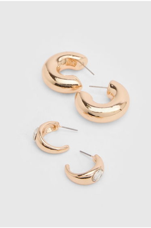 Chunky Hoop Earrings 2 Pack - gold product thumbnail 3