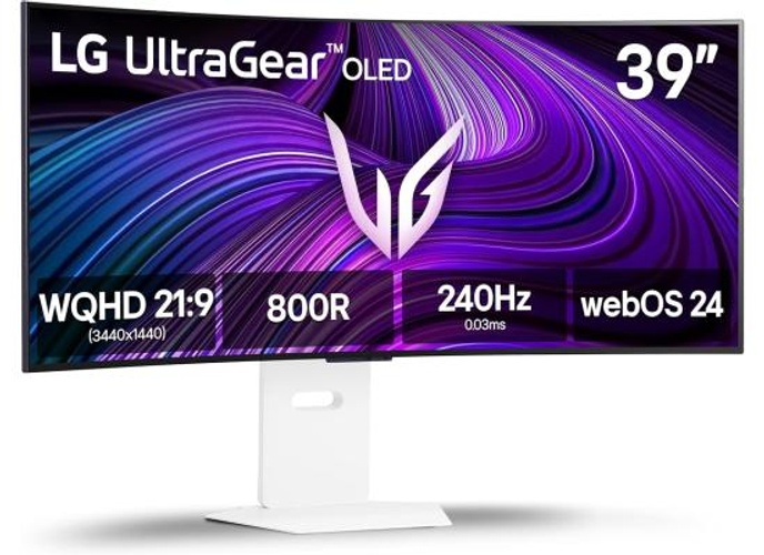 LG 39GX90SA-W UltraGear™ Smart 39” OLED Curved 800R 2K 240Hz 0.03ms HDR True Black 400 webOS 24 AI Picture & Sound G-SYNC Compatible HDMI 2.1 & USB C Adjustable Stand - White product thumbnail 2