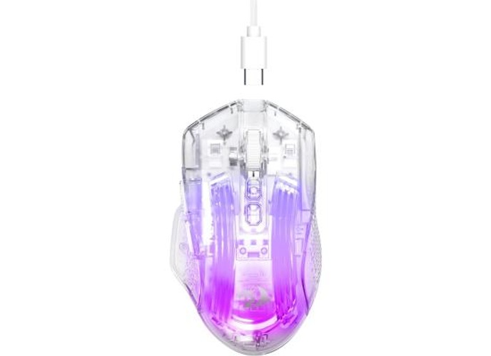 Redragon M695 CT Wired Gaming Mouse, 24,000 DPI, 7 Programmable Button, 2 Side Buttons, 8 RGB LED Backlit Mode, Clear Transparent Shell, Light up Gamer Mice, Soft Cable for PC/Mac/Xbox, White product thumbnail 2