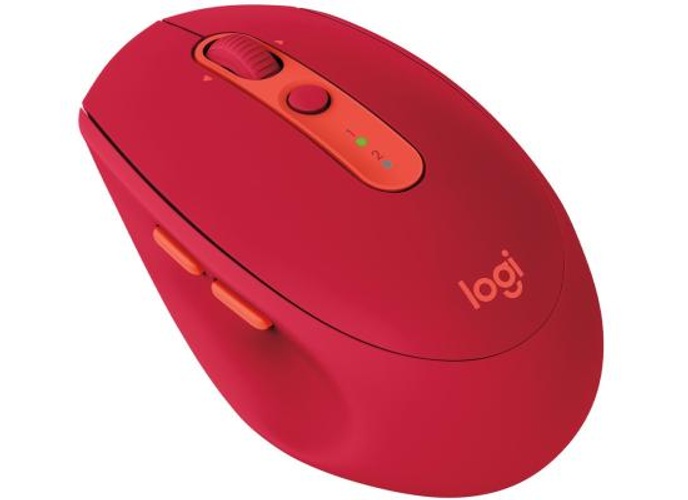 Logitech M585 Multi-Device Wireless & Bluetooth 2 Thumb Buttons Logitech FLOW Ultra-Precise Scrolling Curved Design Windows & Apple Mac - Red product thumbnail 2