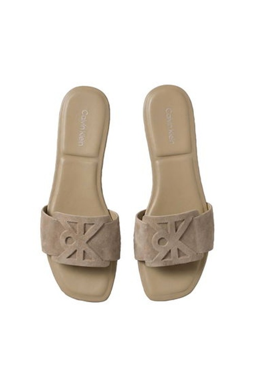 Square Flat Sandal Embl Suede Silver Mink