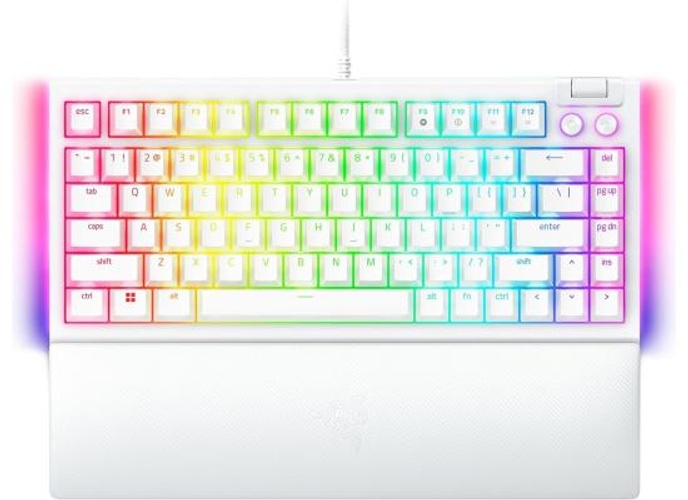 Razer BlackWidow V4 75% Mechanical Hot-swappable Compact & Durable Chroma MF Roller & Media Keys Wrist Rest Orange Tactile Switches - White product thumbnail 2