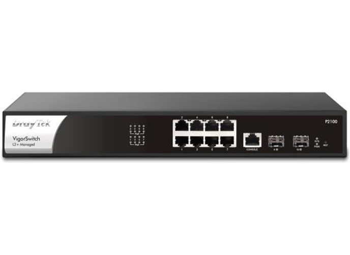 Draytek VigorSwitch P2100 8-Port Gigabit PoE Layer 2+ Managed Switch | 2 SFP Uplink Ports | Rack Mountable | Business Class product thumbnail 2