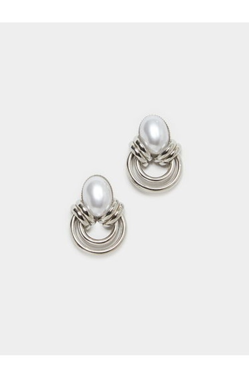 Silver Pearl Stud Earrings product thumbnail 2