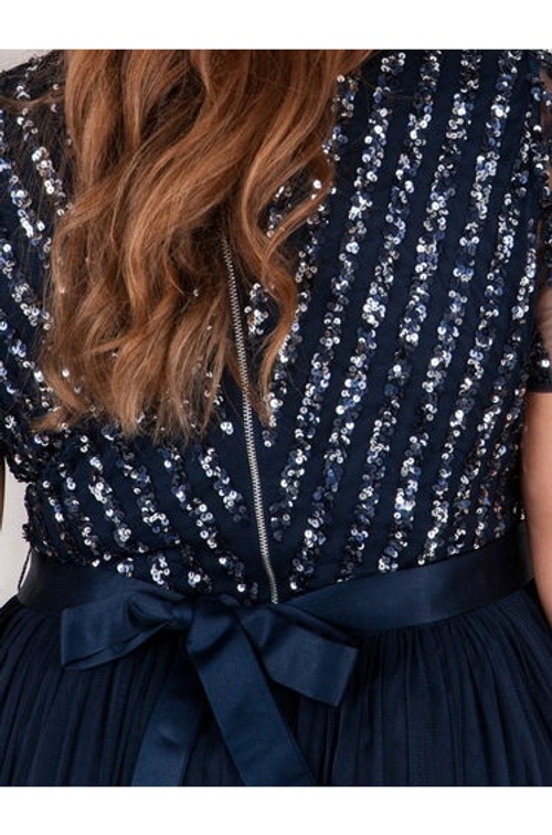 Maya Navy Satin Sash Belt