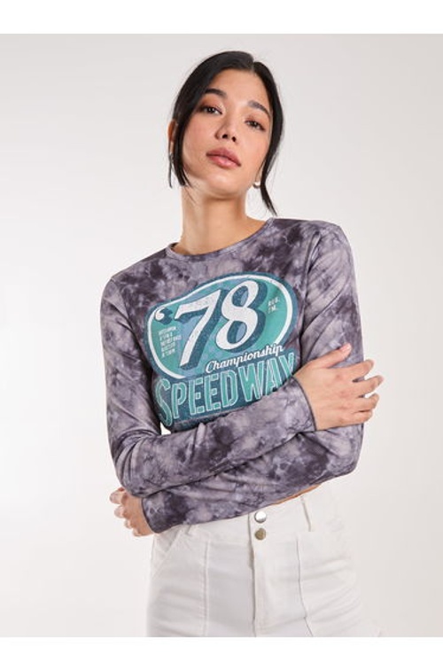 Racer Washed Printed Long Sleeve Top product thumbnail 4