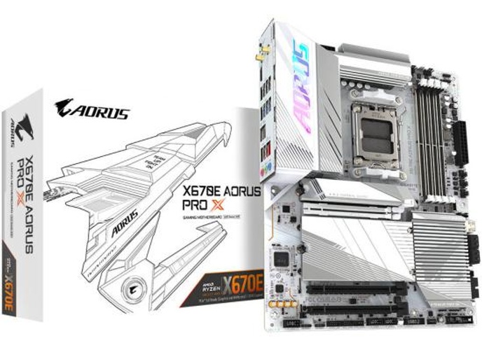 GIGABYTE X670E Aorus Pro X AM5 ATX Motherboard, AMD X670 Chipset, 4x DDR5 DIMM Slots, Up to 256GB Max Memory, Wi-Fi 7 & BT 5.3, 1x PCIe 5.0 x16, 4x M.2 Slots, White product thumbnail 2