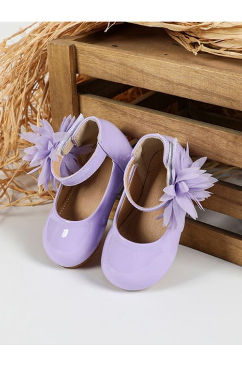 Girls Solid Bow Decoration Ballerina Shoes