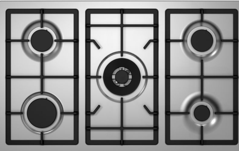 Mondin Gas Built in Hob, Cast Iron with Safety, 90Cm, Stainless Steel product thumbnail 2