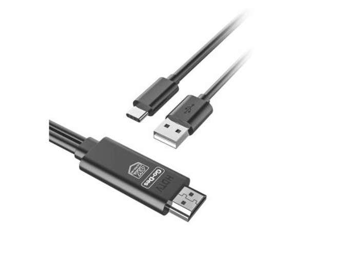 Go-Des GD-HM817 2-in-1 USB-C to HDTV cable designed to connect your USB-C devices to HDMI-compatible displays. It supports 4K UHD resolution - Black product thumbnail 2