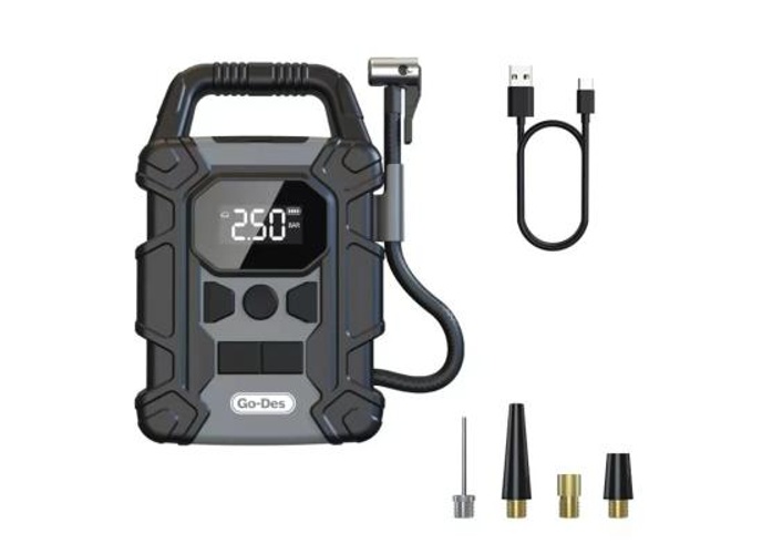 Go-Des Outdoor Power Bank 7500mah cordless Intelligent digital car tire air Inflator automatic real time air pressure detection product thumbnail 2