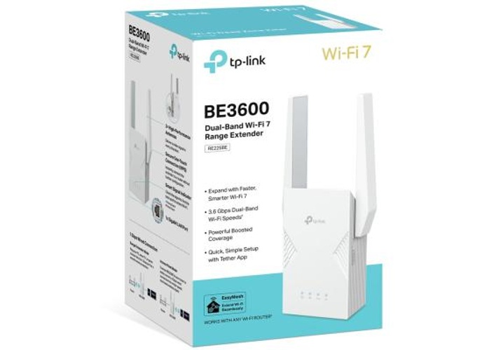 Tp-Link RE225BE BE3600 Dual-Band Wi-Fi 7 Range Extender Gigabit Ethernet Port EasyMesh Works with all Wi-Fi Generations & Devices product thumbnail 2
