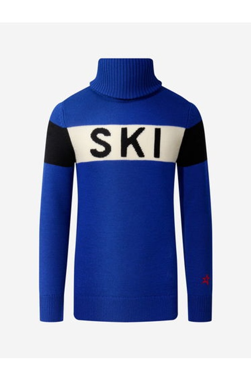 Perfect Moment Kids Ski Merino Wool Turtleneck Jumper in Blue