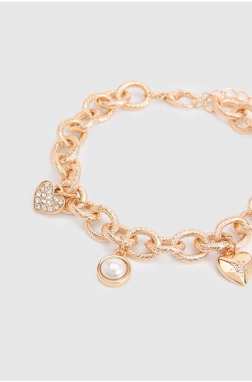 Gold Charm Linked Bracelet - gold product thumbnail 3