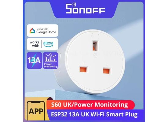 SONOFF S60 13A UK WiFi Smart Plug Socket Mini with Energy Monitoring, Remote Control, Smart Scheduling, Works with Alexa/Google Home/IFTTT, 2.4 GHz, No Hub Required product thumbnail 2