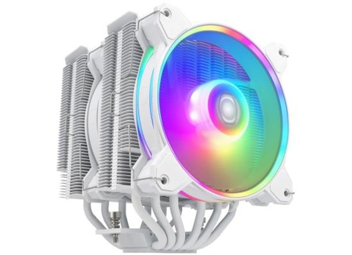 Cooler Master Hyper 622 Halo Dual Tower Air Cooler Halo² Fan Dual Loop ARGB Aluminum Top Cover 6 Heat Pipes 154mm Tall - White product thumbnail 2