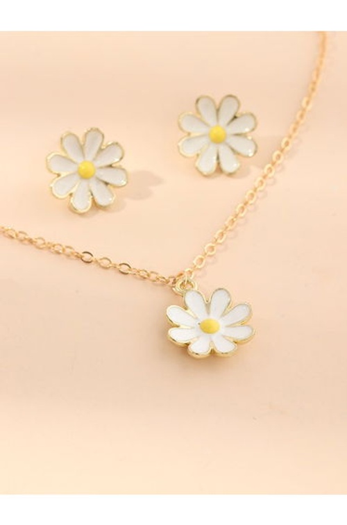 Pack of 2 - Flower Pendant Necklace with Earrings product thumbnail 3
