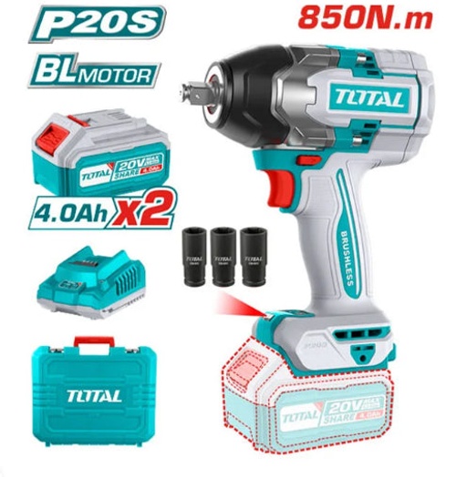 Total TIWLI2085 20V Cordless Impact Wrench – 850Nm