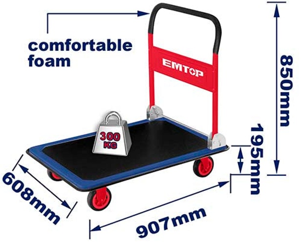 EMTOP EWBW3001 Heavy-Duty Cargo Trolley – 300kg