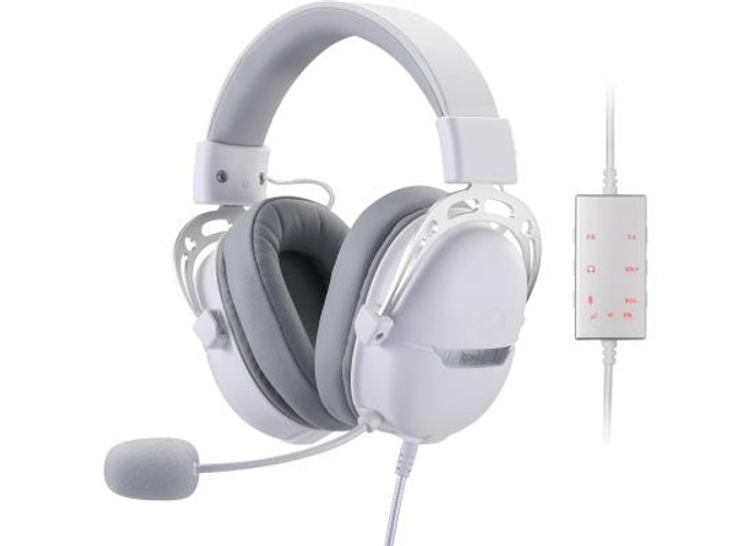 Redragon H376WG Aurora Wired Gaming Headset, 7.1 Surround Sound Over-Ear Headphone w/40 MM Audio Drivers, Advanced EQ Mode, 240g Lightweight, Cozy Memory Foam Pads, USB Powered for PC/PS4/NS - White product thumbnail 2