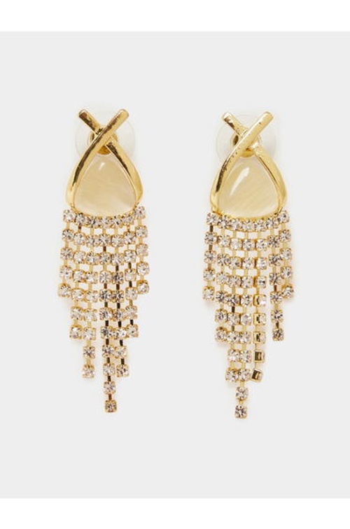Gold Tone Crystal Dangle Earrings product thumbnail 2