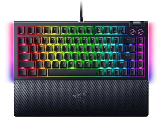 Razer BlackWidow V4 75% Mechanical Hot-swappable Compact & Durable Chroma MF Roller & Media Keys Wrist Rest Orange Tactile Switches - Black product thumbnail 2