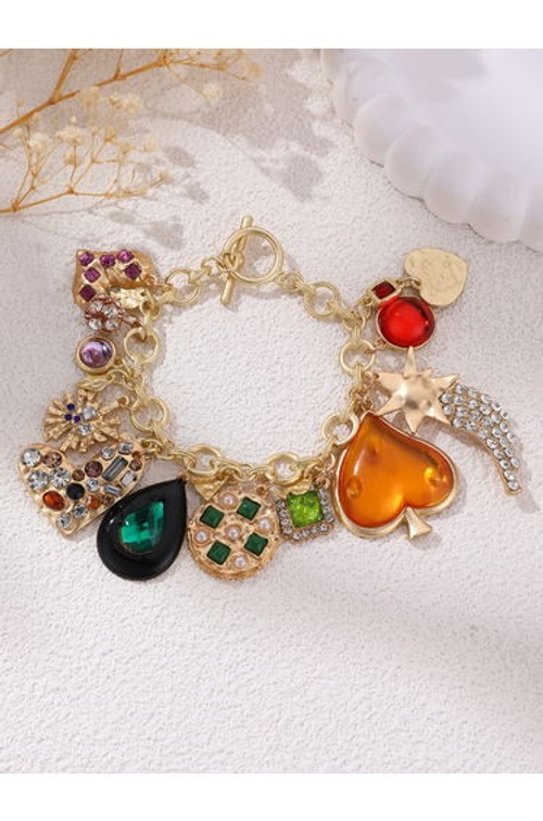 Multi Teardrop Heart Shaped Charm Bracelet product thumbnail 3
