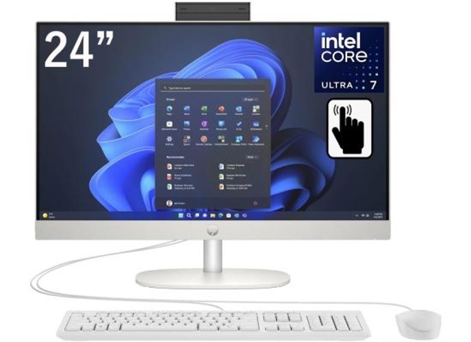 HP All-in-One 24-cr1003ne PC (2024) NEW Intel Core Ultra 7 12-Cores w/ 24" IPS Full HD 99% sRGB Touch Display & DDR5 Memory - White product thumbnail 2