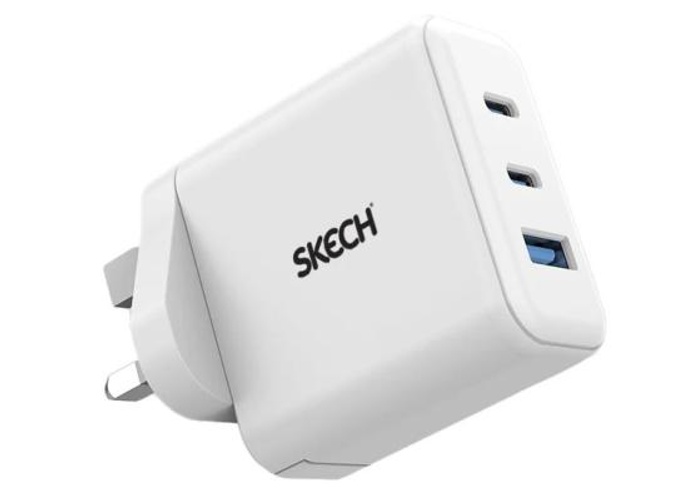 Skech Power Delivery 3 Port GaN Wall Charger 65w PD Power Charger Dual Type-C Port + USB-A – white product thumbnail 2