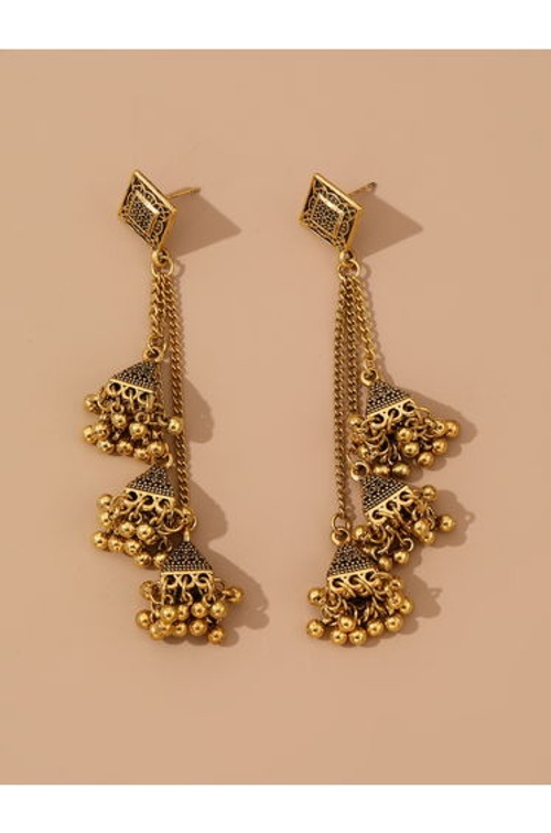 Gold Tone Jhumka Dangler Earrings product thumbnail 4
