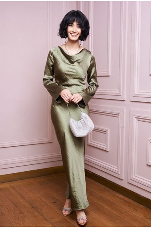 TFNC Lavisha Olive Maxi Dress