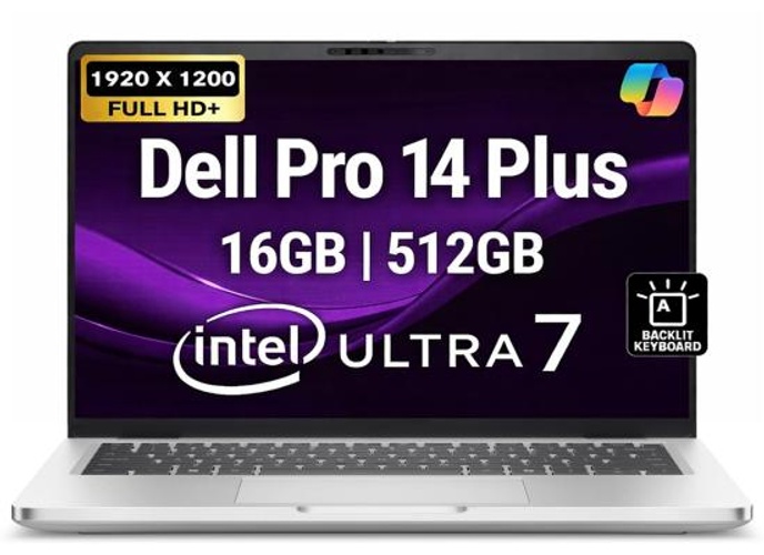 Dell Pro 14 Plus PB14250 (2026) AI Capable PC NEW Intel® Ultra 7 Gen II 266U vPro 8-Cores Elegant & Durable Aluminum Design w/ 3 Years Wrranty , Platinum Silver product thumbnail 2
