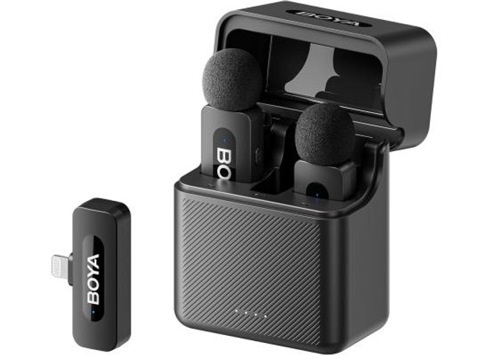 BOYA V3 Wireless Microphone for iPhone with MFi Certified Lightning Port, 36H Battery Life, Noise Canceling Clip on Lapel Microphone Wireless Mini Mic for Video Recording - Black product thumbnail 2