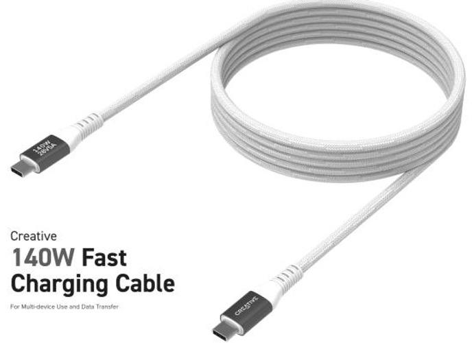 Creative 140W USB-C to USB-C Fast Charging & Data up to 480 Mbit/s 2m Cable Built-in 5A E-Marker Chip For Mobile Tablets Laptops PS5™ & Nintendo Switch product thumbnail 2