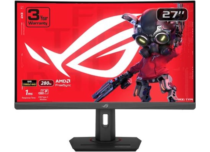ASUS ROG Strix XG27WCMS 27" Curved QHD 2K HDR 280Hz 1ms AI-Powered AMD FreeSync High Adjustable Stand w/ USB Type-C - Black product thumbnail 2