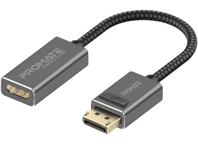 Promate MediaLink-DP DisplayPort to HDMI Adapter with Gold Platted Connectors Nylon Cable Uni-Directional Display product thumbnail 2