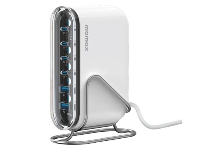 Momax UM55 Smart Charging Station 1-Charge Flow, 2 USB-A ports and 4 USB-C ports GaN Charger 120W - White product thumbnail 2