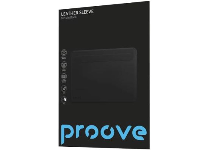 Proove Leather Sleeve MacBook Support 13.6"/14.2" Premium eco-Leather, Moisture Drainage; Magnetic Closure , Black product thumbnail 2