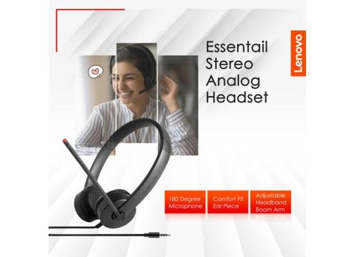 Lenovo Essential Stereo Analog Headset Wire Jake (3.5mm) Headphone Swivel Mic Boom Comfortable Ear Pieces product thumbnail 2